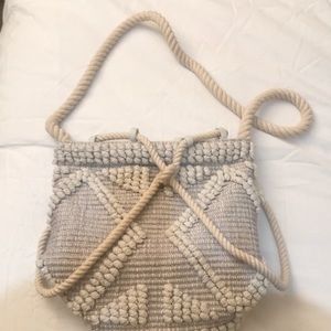 NEW Boho Off-White Knit Tassel Bucket Bag